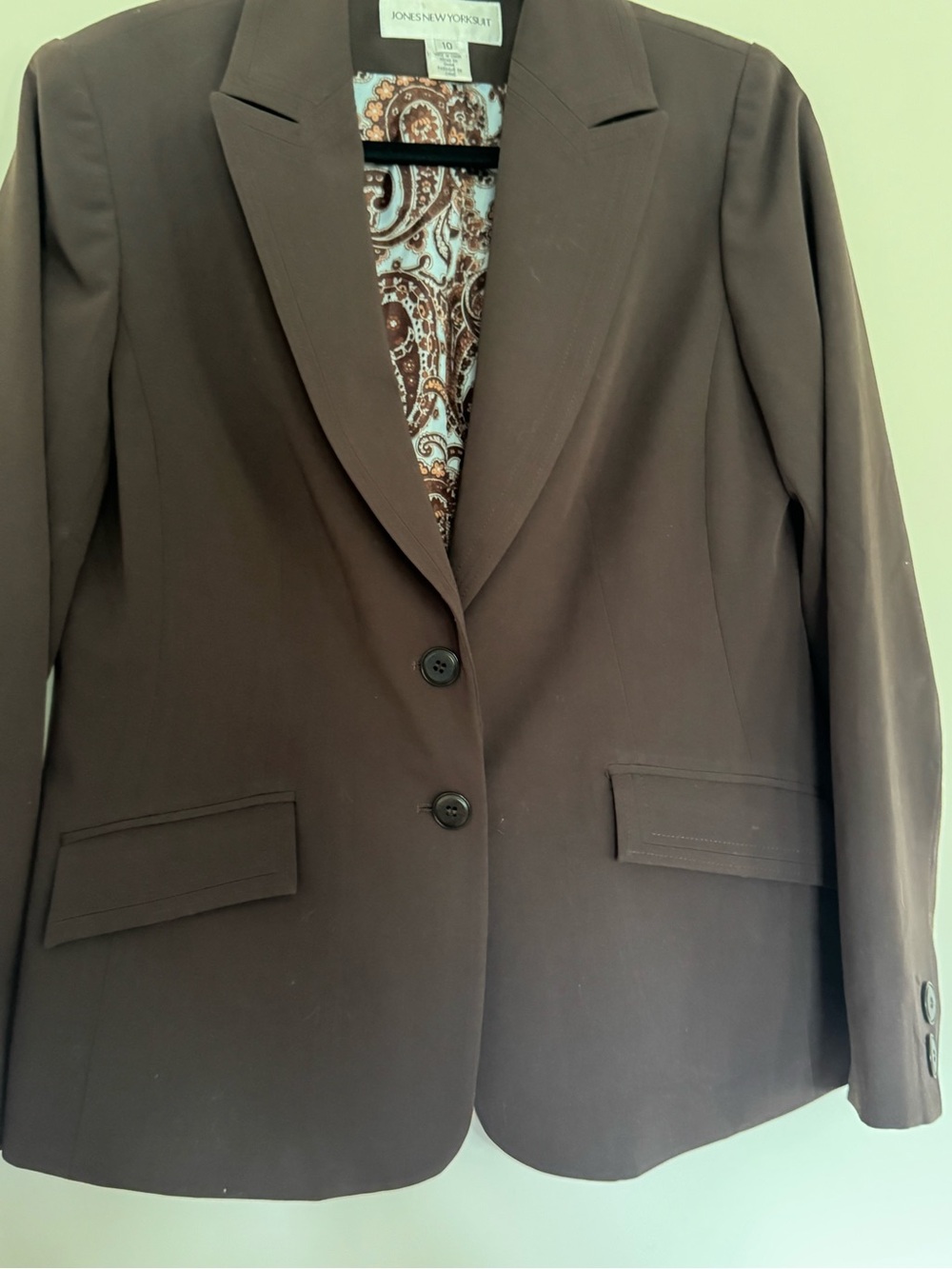 Jones New York Dark Brown Two-Button Tailored Blazer